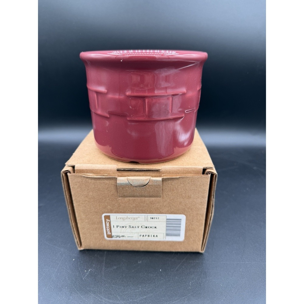 Longaberger Pottery 1 Pint Salt Crock 🧂🌶️ Paprika – NIB New‎ in Box